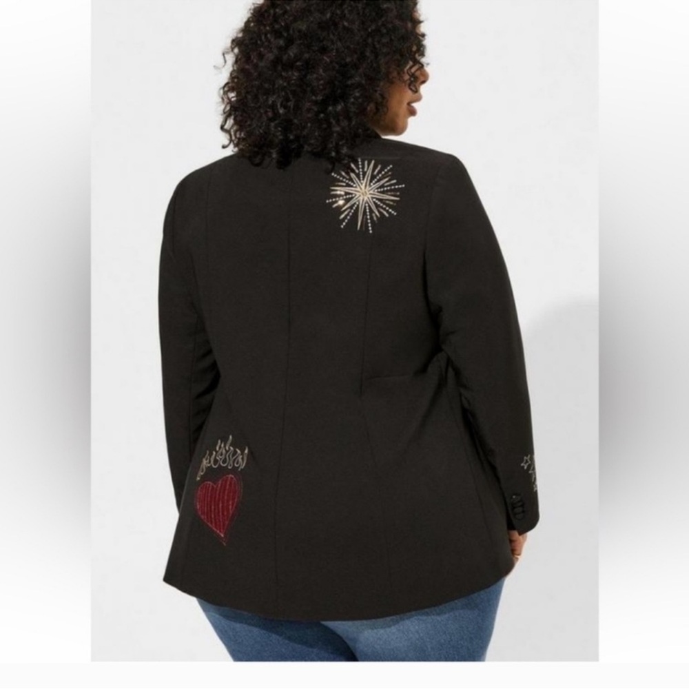 Torrid Black Blazer with Embroidered Accents (Item #120) - Picture 2 of 15